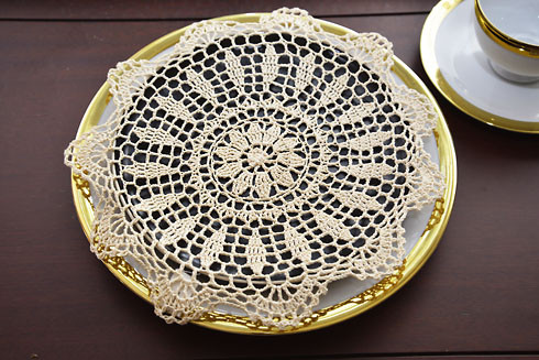 Wheat color Round Crochet Doilies. 10" Round. ( 6 pieces)